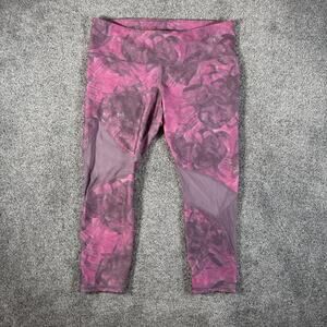 Under Armour HeatGear Compression Leggings Womens 2XL Pink Gray Capri 1328993